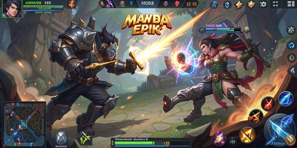 Tangkapan layar menampilkan aksi seru gameplay MOBA.
