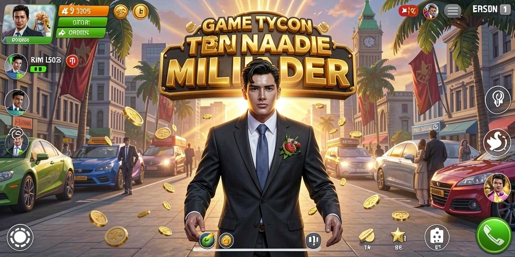 Tampilan gameplay <strong>F08</strong> yang menunjukkan pengelolaan bisnis yang seru.