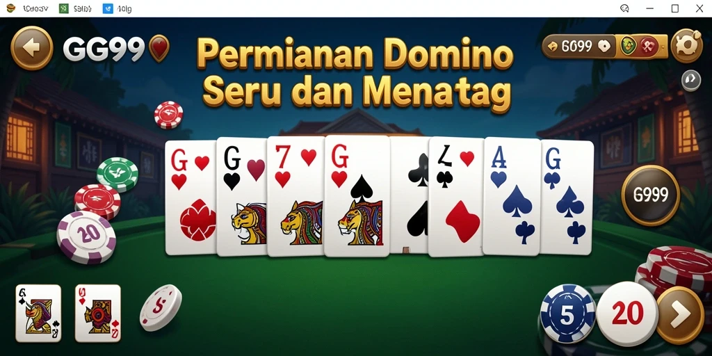 Tampilan gameplay seru dalam GG99 dengan keseruan bermain domino.