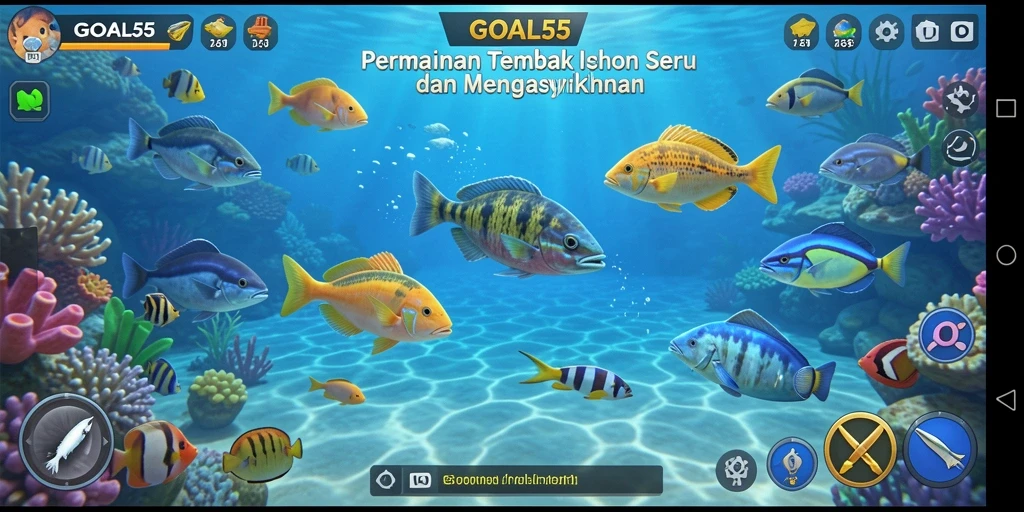 Tampilan gameplay GOAL55 yang penuh aksi Tembak Ikan.