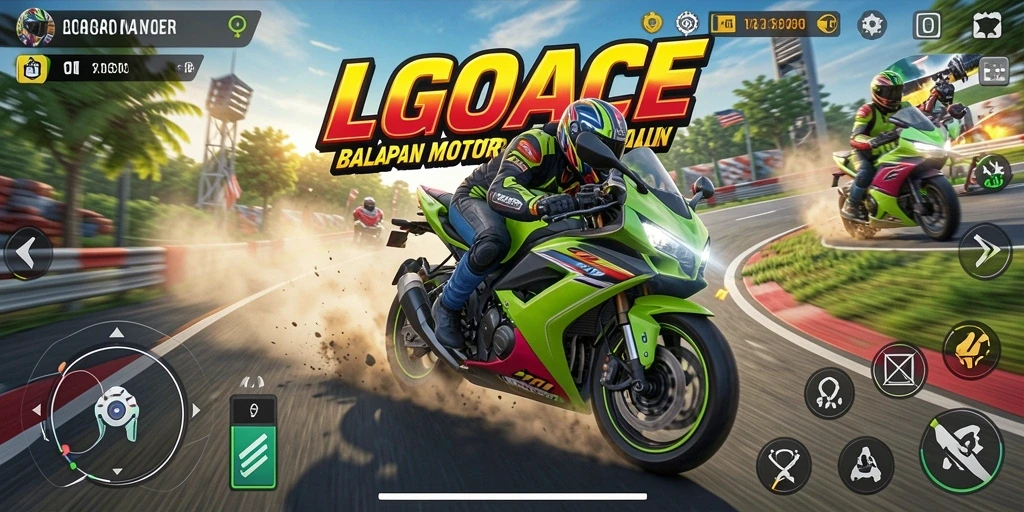 Tampilan seru gameplay balapan motor di LGOACE.