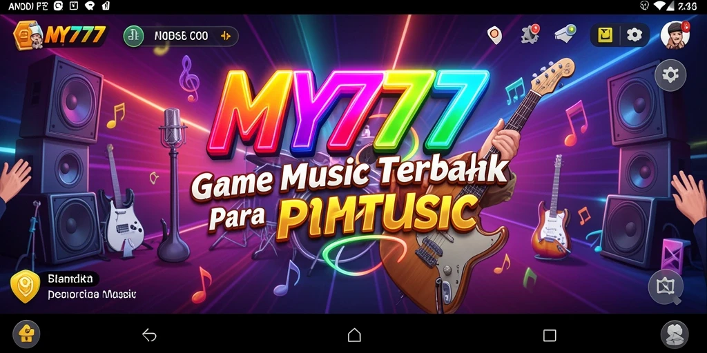 Screenshot MY777 menunjukkan gameplay yang seru dengan visual musik yang mengasyikkan.